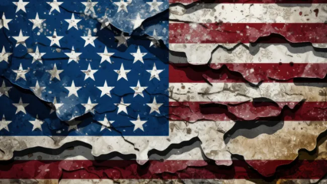cracked american flag